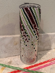 Melting Candy Cane Rhinestone tumbler