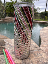 Load image into Gallery viewer, Melting Candy Cane Rhinestone tumbler
