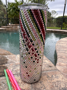 Melting Candy Cane Rhinestone tumbler