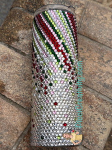 Melting Candy Cane Rhinestone tumbler