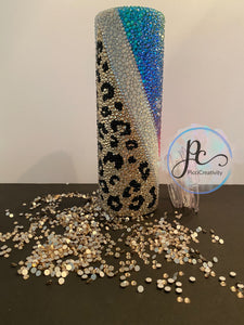 Rainbow Leopard Tumbler-Rhinestones