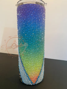 Rainbow Leopard Tumbler-Rhinestones